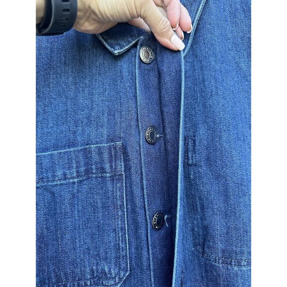 Everlane The Short Sleeve Denim Overall Button Up Blue Jumpsuit Organic Cotton 8 - Picture 12 of 16